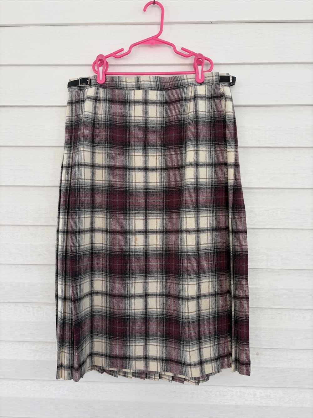 Brendella 100% Wool Plaid Kilt Skirt Made in Ireland Tartan Wrap Midi